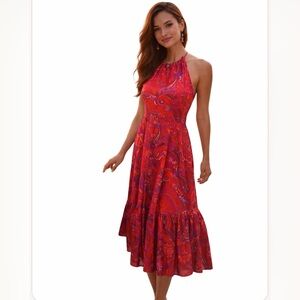 Ralph Lauren Vibrant Paisley 100% Silk Maxi Dress size 16